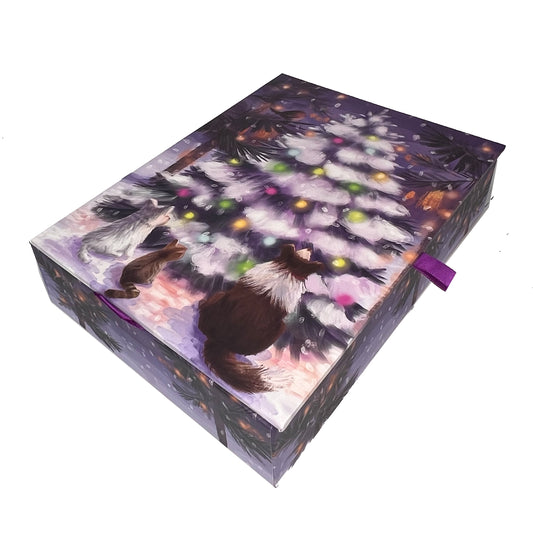Pets Gathered Around Tree 20ct Boxed Christmas Cards