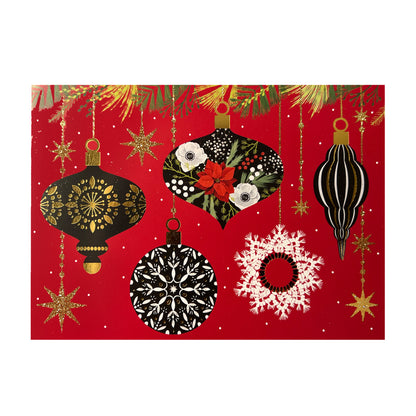 Floral/Black Ornaments on Red 20ct Boxed Christmas Cards