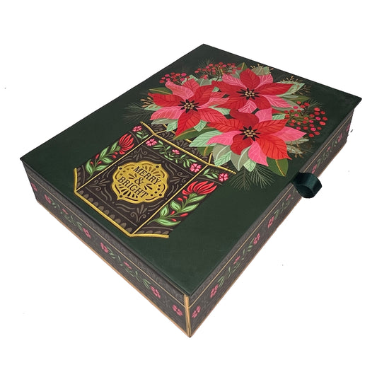 Poinsettias in Vintage Tin 20ct Boxed Christmas Cards