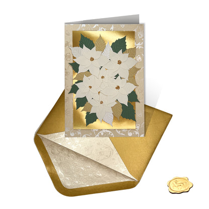Handmade White Poinsettias Christmas Card