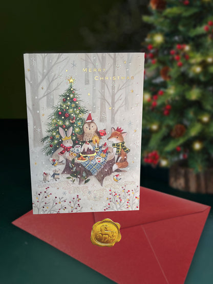 Woodland Animals Feast Christmas Card