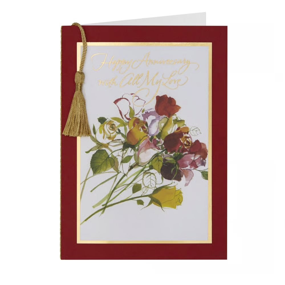 Rose Bouquet Anniversary Card