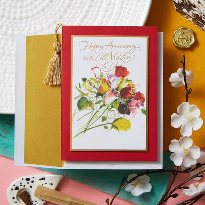 Rose Bouquet Anniversary Card