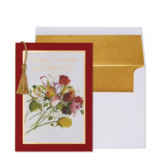 Rose Bouquet Anniversary Card