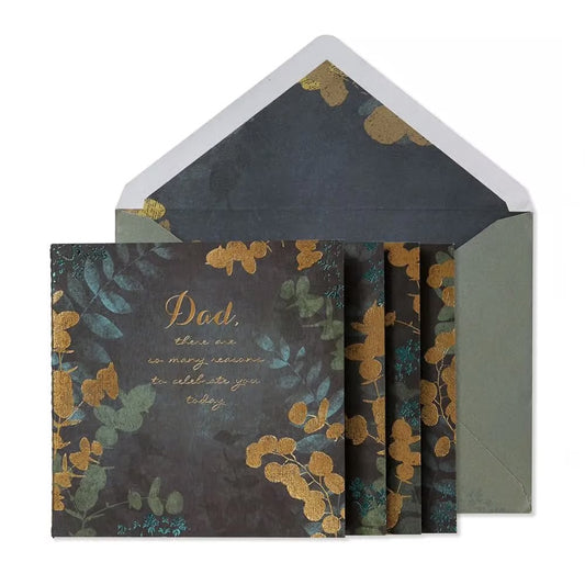 Dad Gold Leaves Birthday Card
