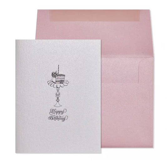 Etched Cake On Pedestal Birthday Card