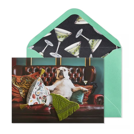 Dog On Couch Birthday Card