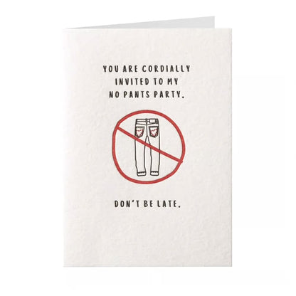 No Party Pants Valentine Card