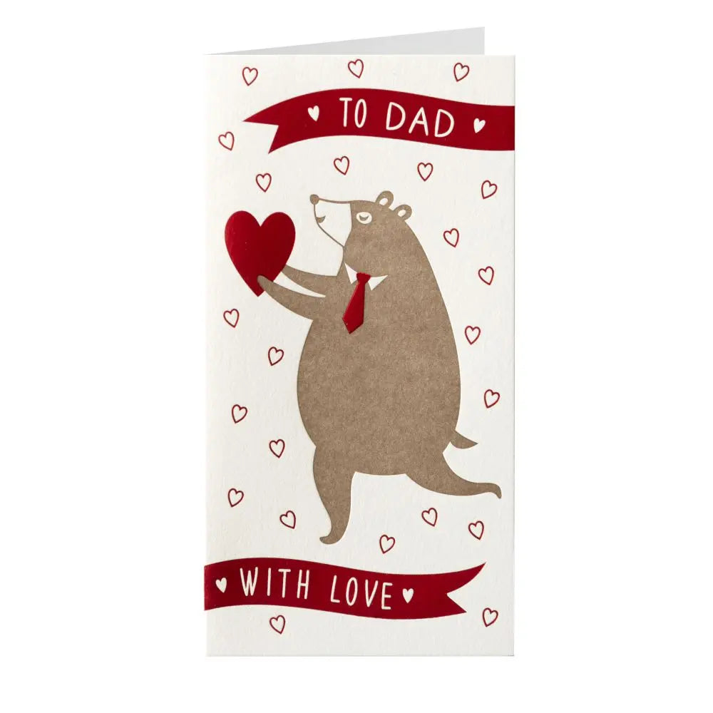 Bear With Heart Dad Valentine Card