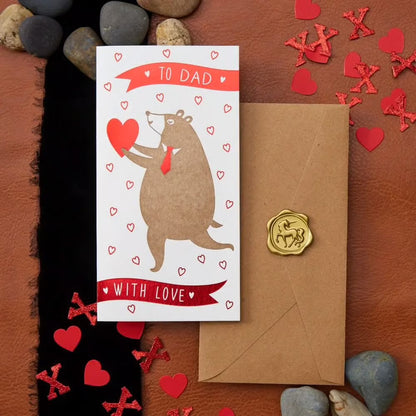 Bear With Heart Dad Valentine Card