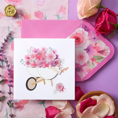 Flower Wheelbarrow Valentine Card