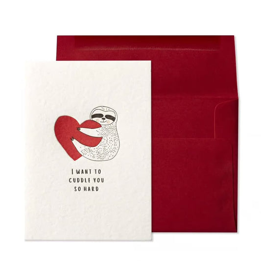 Sloth With Heart Valentine Card