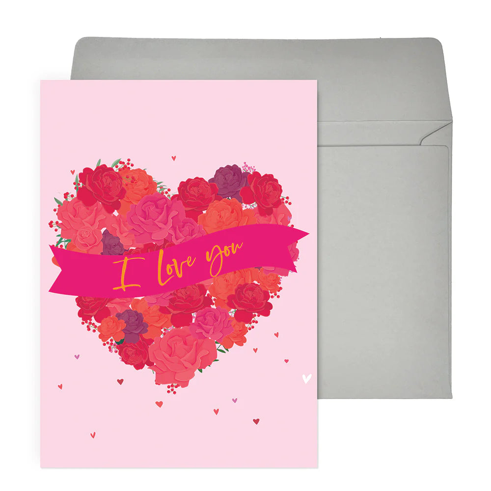 Heart with Flowers Valentines Card