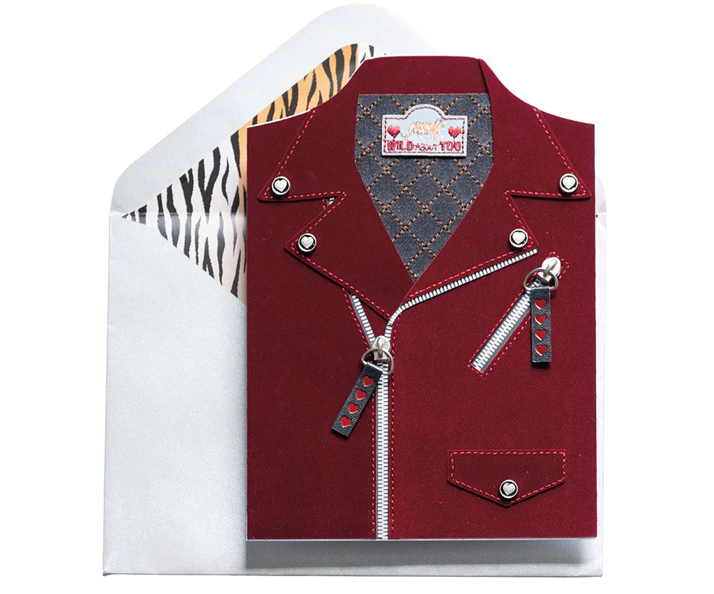 Velvet Biker Jacket Valentines Card