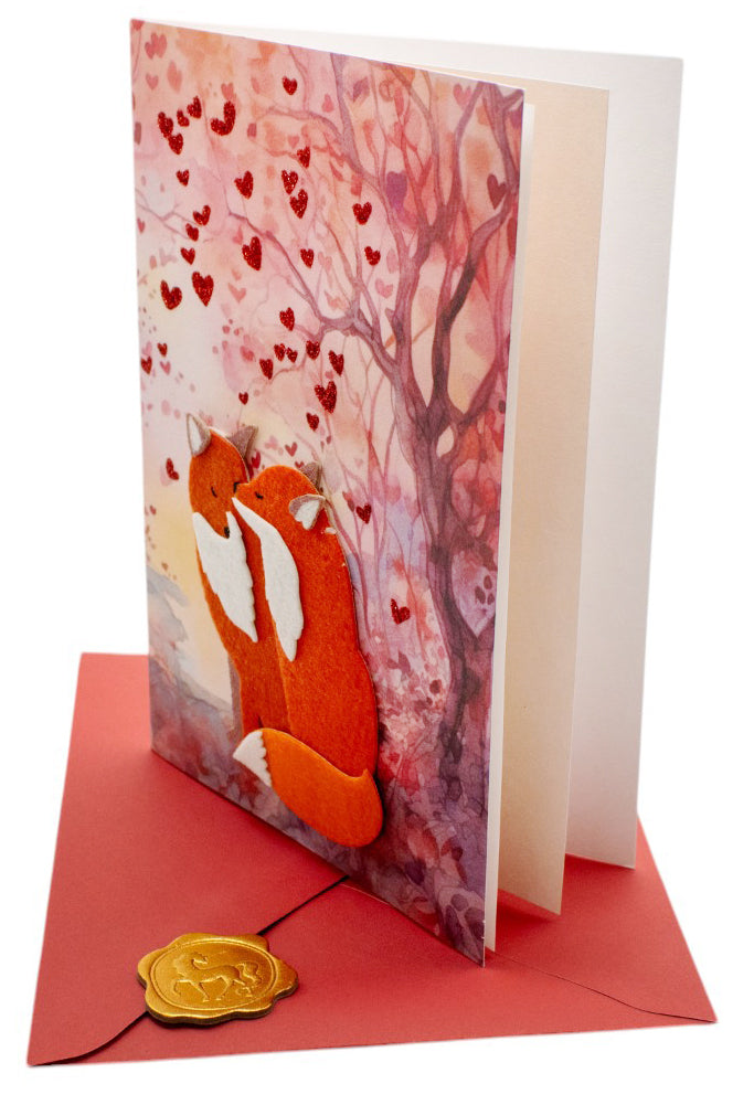 Handmade Fox Couple Valentine's Day Card