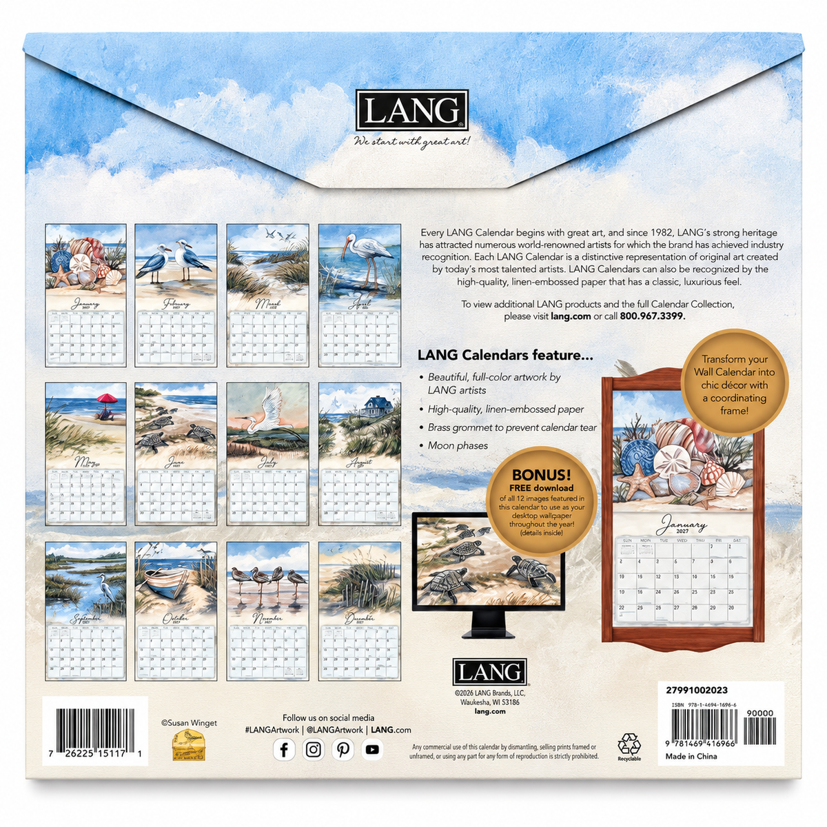 Coastal Shores 2027 Wall Calendar