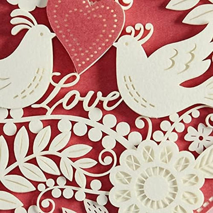 Heart With 2 Birds Red Heart Anniversary Card