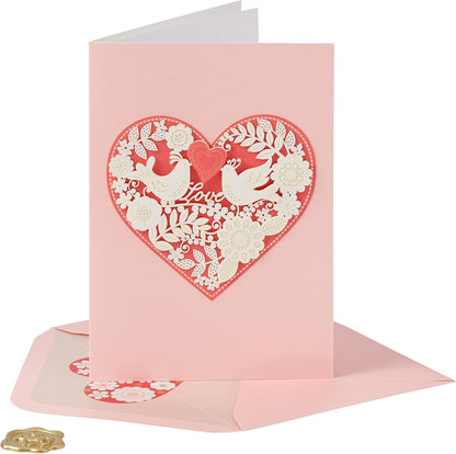 Heart With 2 Birds Red Heart Anniversary Card