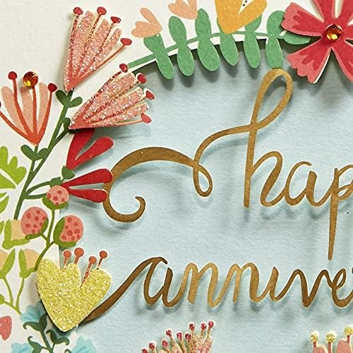 Pink Floral Wreath Anniversary Card