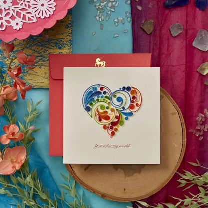 Quilled Rainbow Heart Anniversary Card