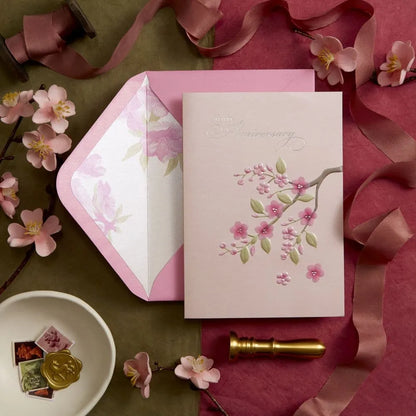Cherry Blossom Anniversary Greeting Card