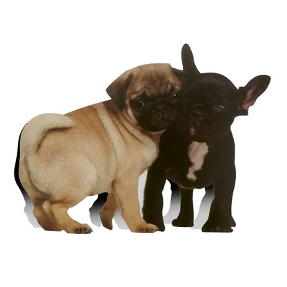 Die-Cut Two Dogs (Pug & Frenchie) Anniversary Card