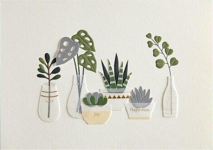 Row Of Vases And Plants Birthday Card