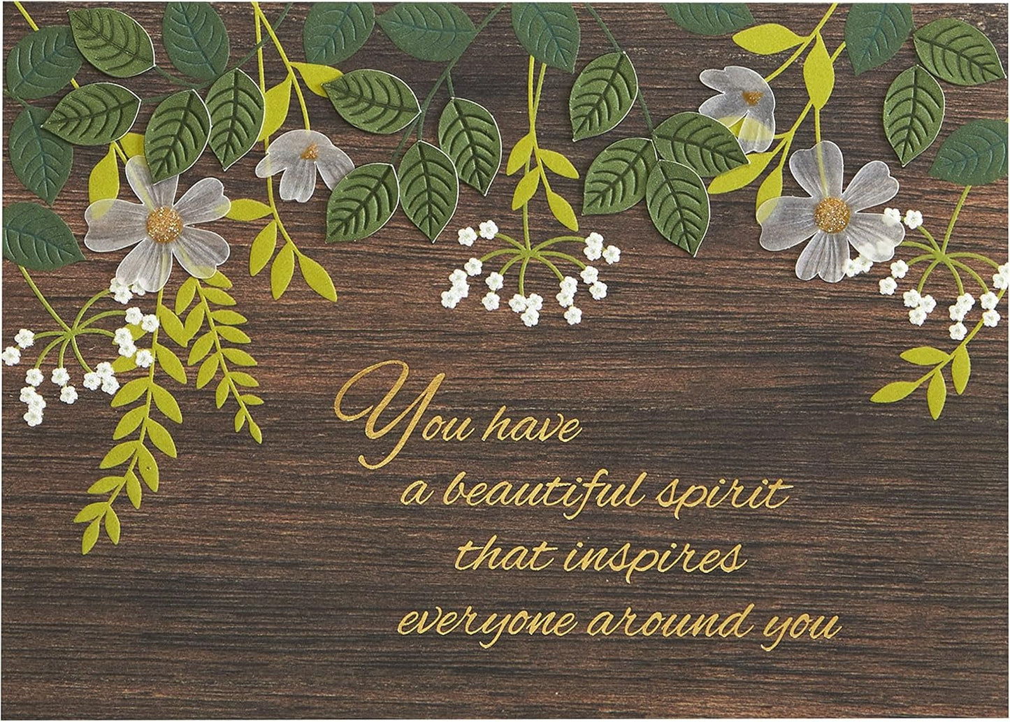 Natural Floral on Woodgrain Birthday Card