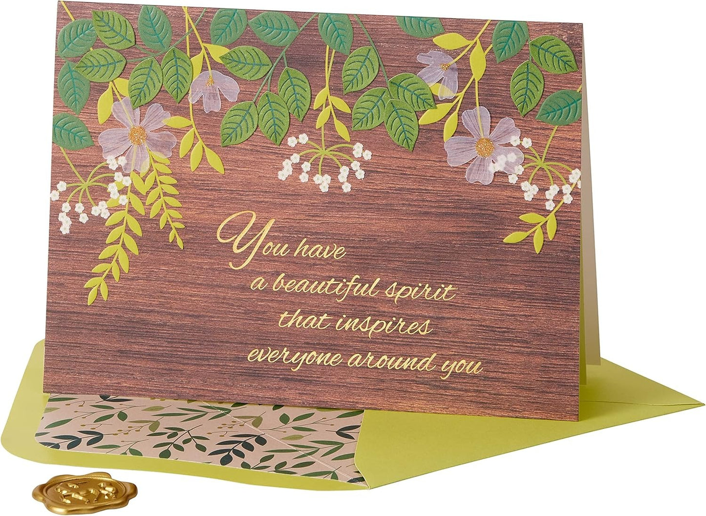 Natural Floral on Woodgrain Birthday Card