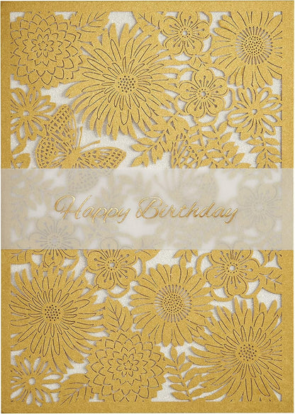 Laser Cut Floral Birthday Card
