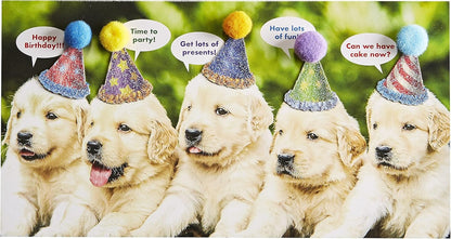 Row Of Puppies Birthday Card
