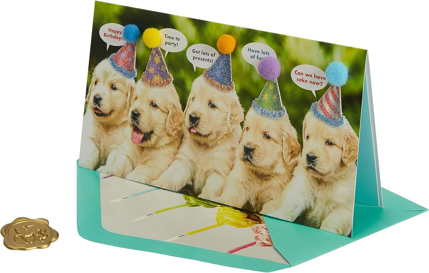 Row Of Puppies Birthday Card