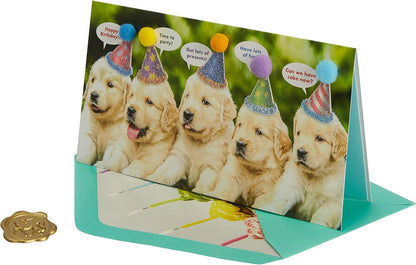 Row Of Puppies Birthday Card