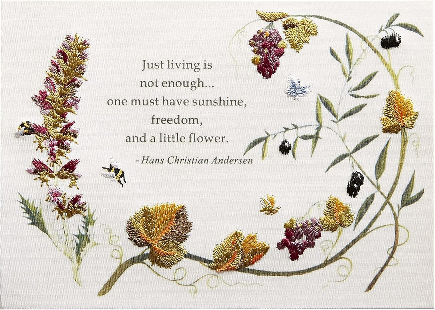 Embroidered Leaves And Flowers Birthday Card