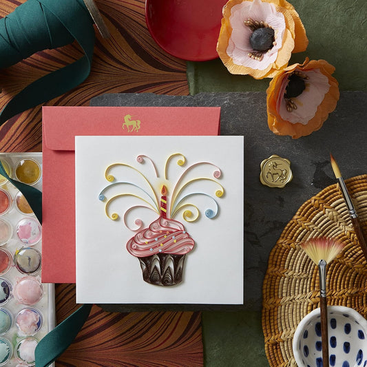 Quilled Red Cupcake Birthday Card