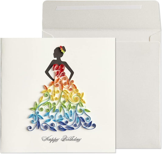 Quilled Rainbow Lady Birthday Card