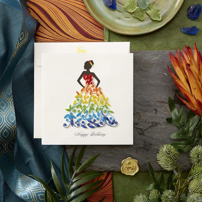 Quilled Rainbow Lady Greeting Card