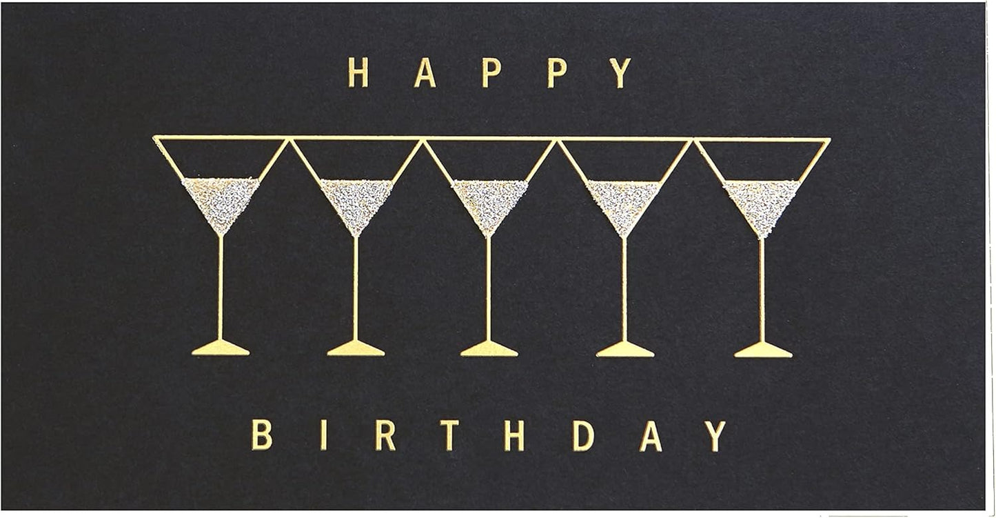 Row Of Martinis On Black Birthday Card
