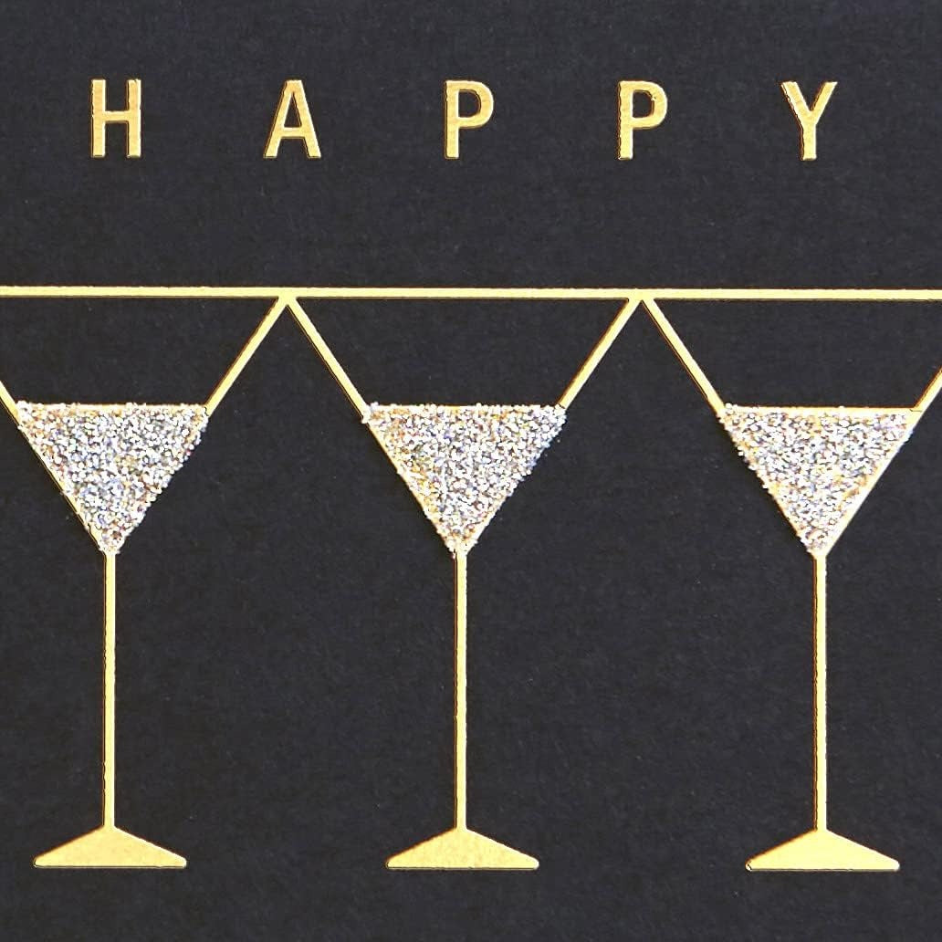 Row Of Martinis On Black Birthday Card