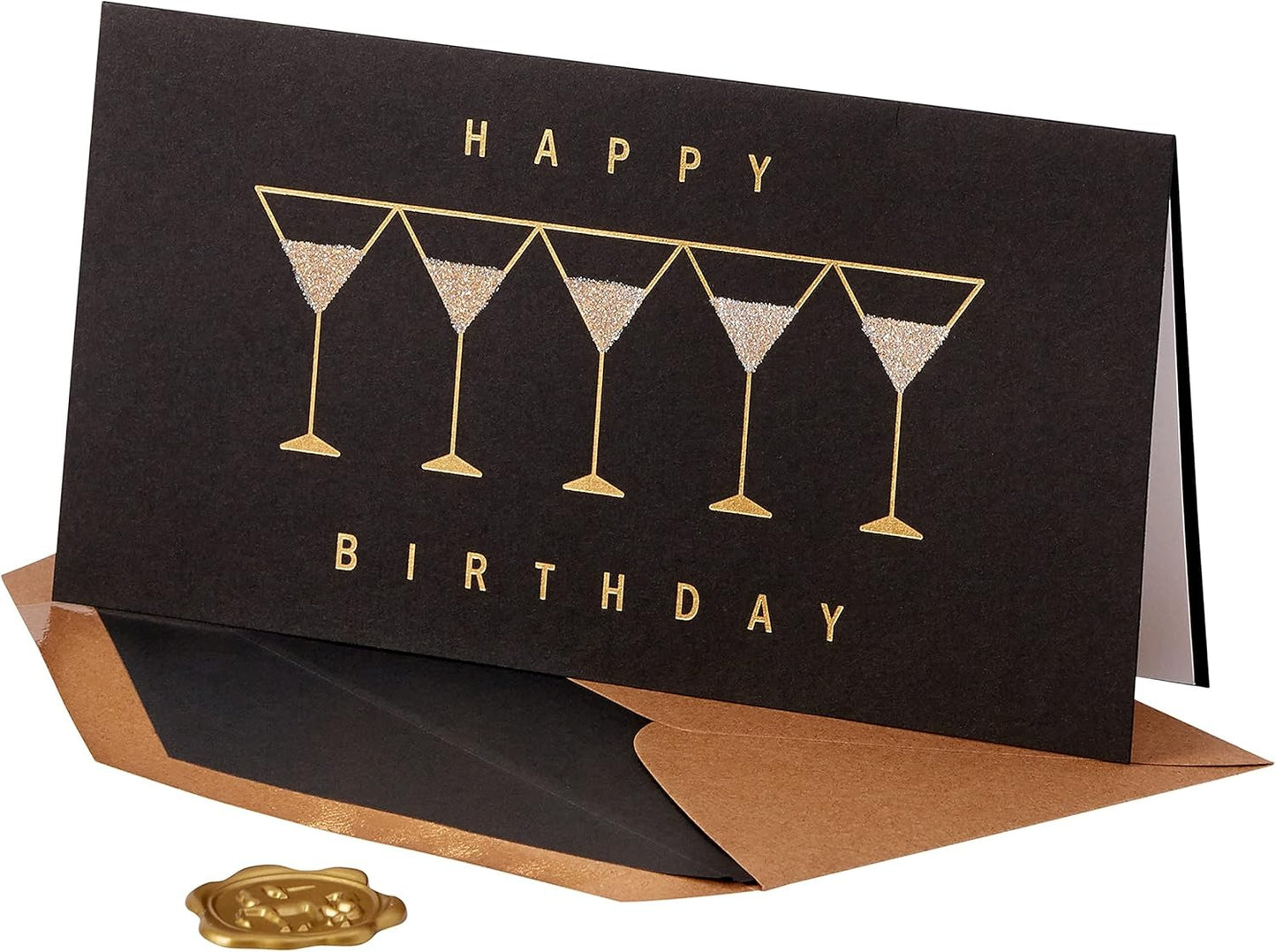Row Of Martinis On Black Birthday Card