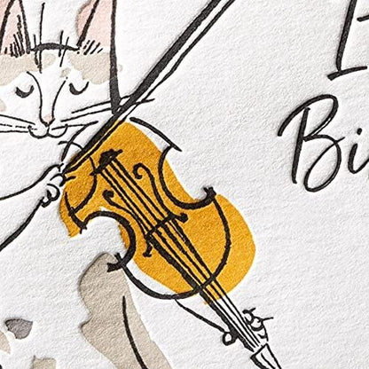 Fiddling Cat Birthday Card