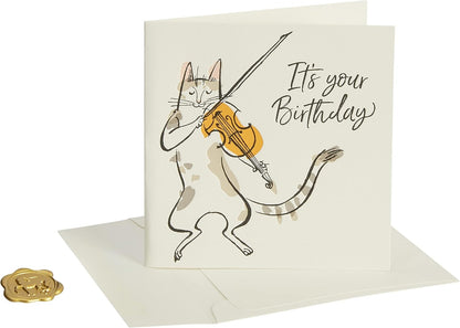 Fiddling Cat Birthday Card