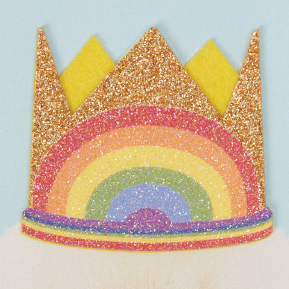 Puppy In Rainbow Crown Birthday Card