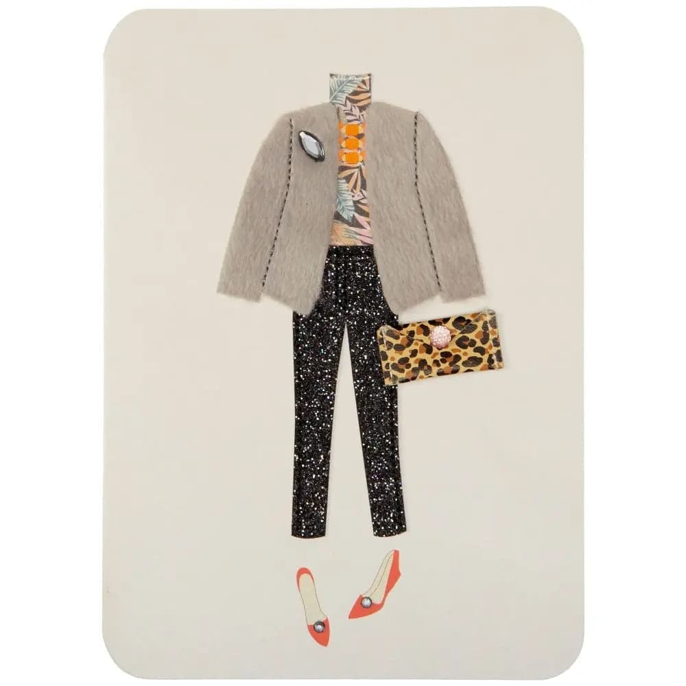 Outfit With Fur Coat Birthday Card