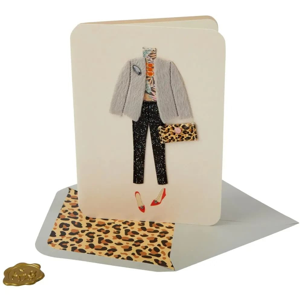 Outfit With Fur Coat Birthday Card