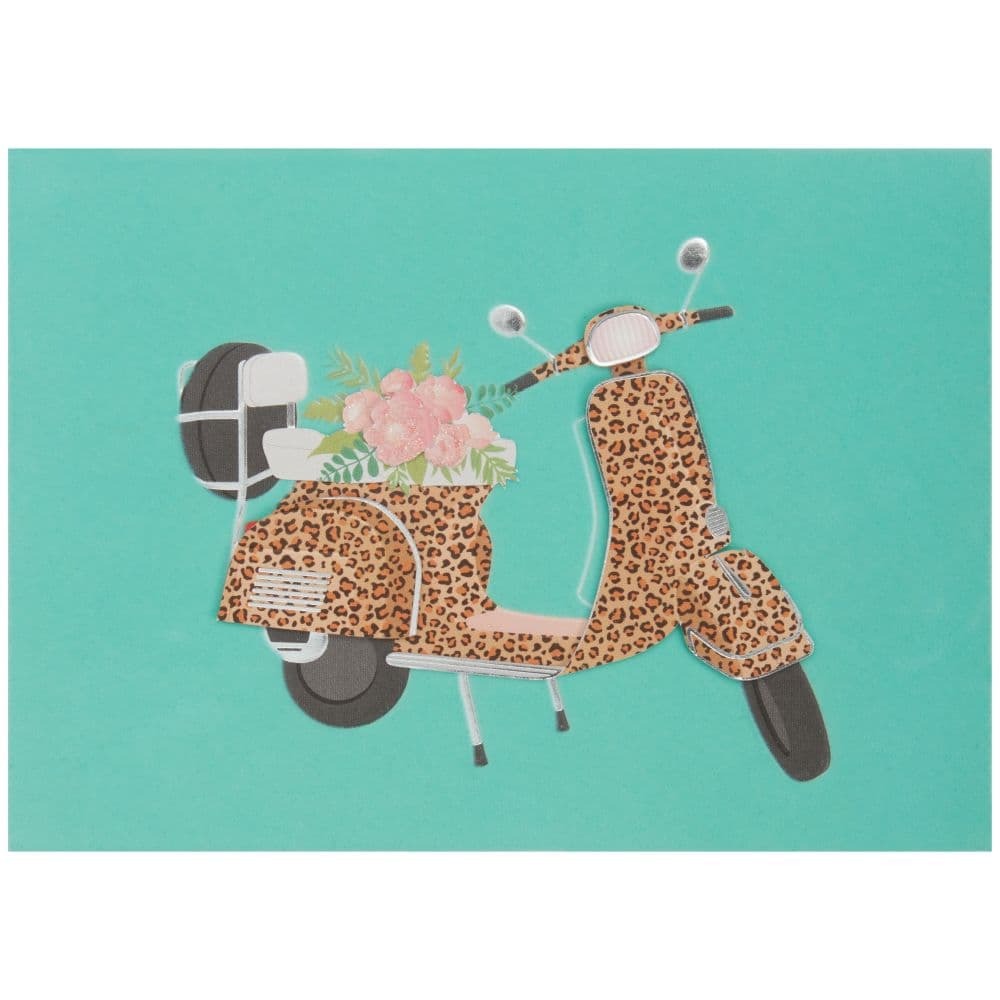 Leopard Scooter Birthday Card