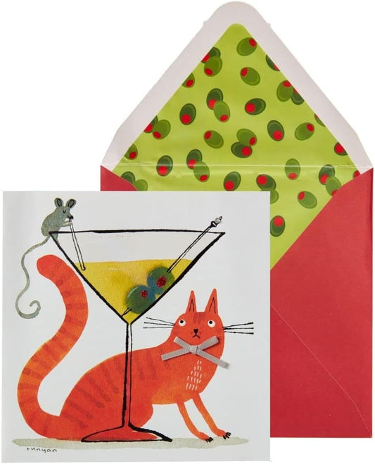Cat Mouse & Martini Birthday Card