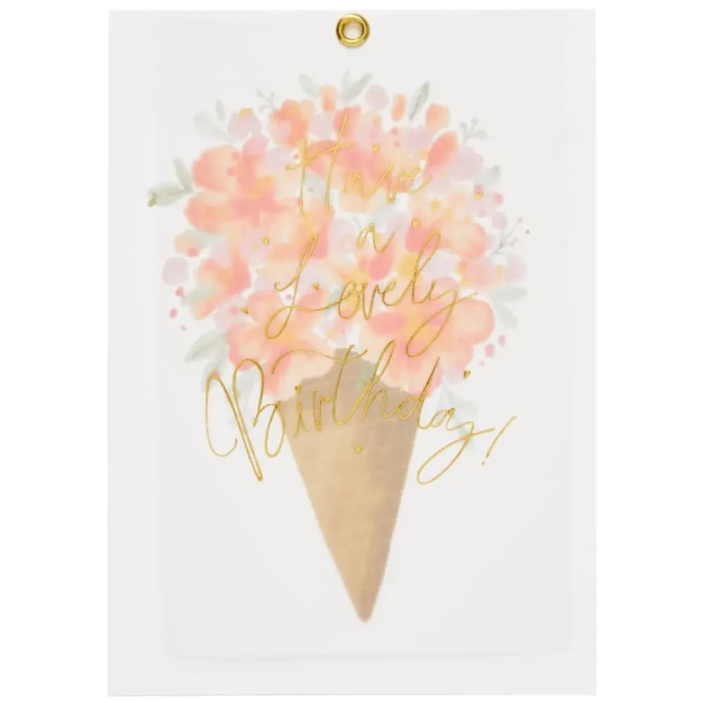 Floral in Sugar Cone with Vellum Birthday Card