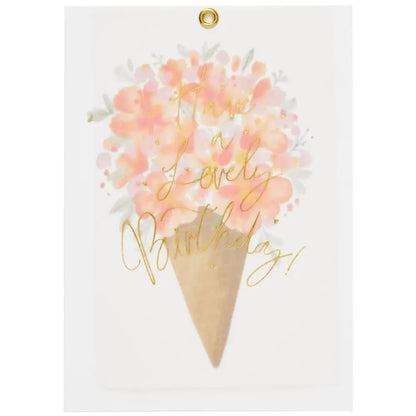 Floral in Sugar Cone with Vellum Birthday Card