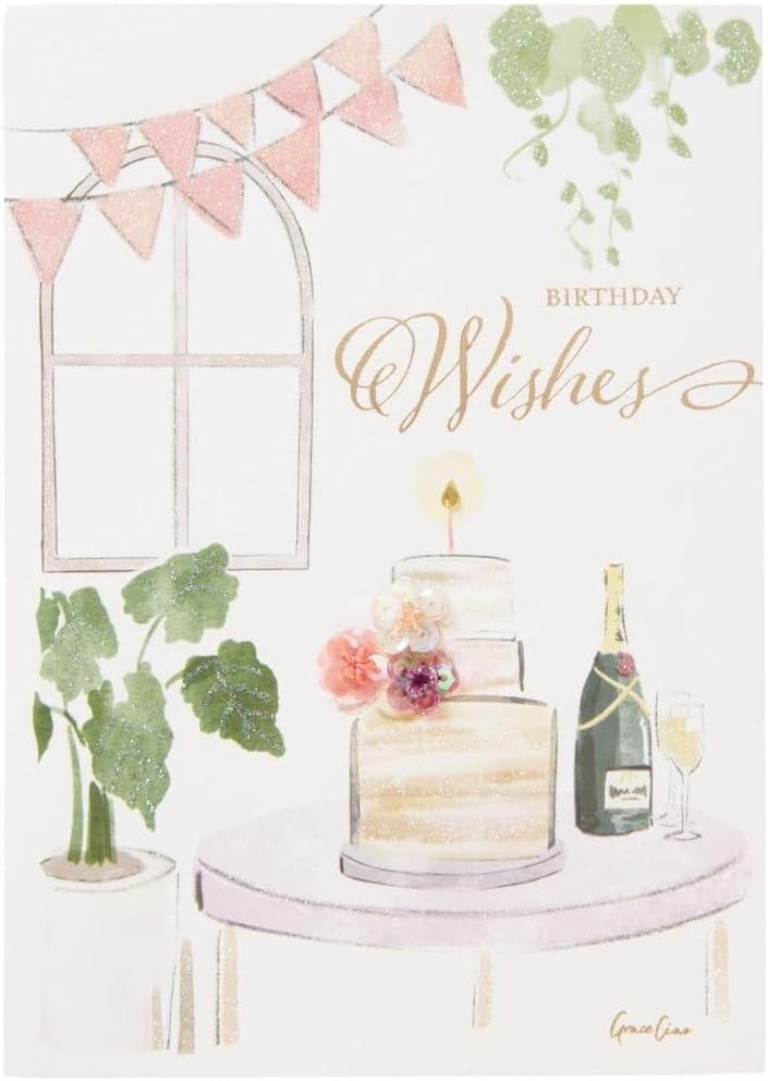 Cake & Champagne Birthday Card